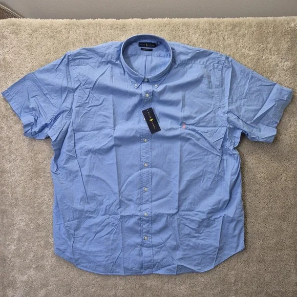 Polo Ralph Lauren Shirt Mens 3XB Blue Button Down Featherweight Twill Academia